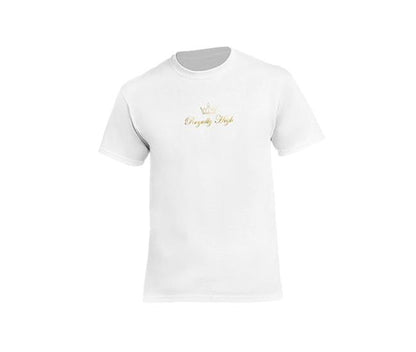 white casualwear t shirt for men with gold logo