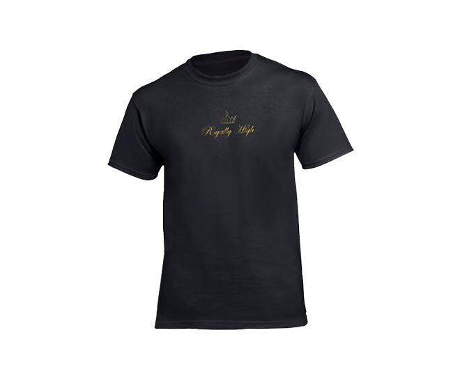 Black casualwear t shirt for men with gold logo