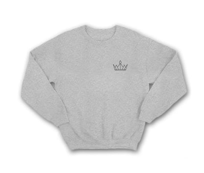 Royally High Men's Heather Grey Designer Sweatshirt: Elevate your style with this sleek and sophisticated garment featuring a printed or embroidered black crown design.