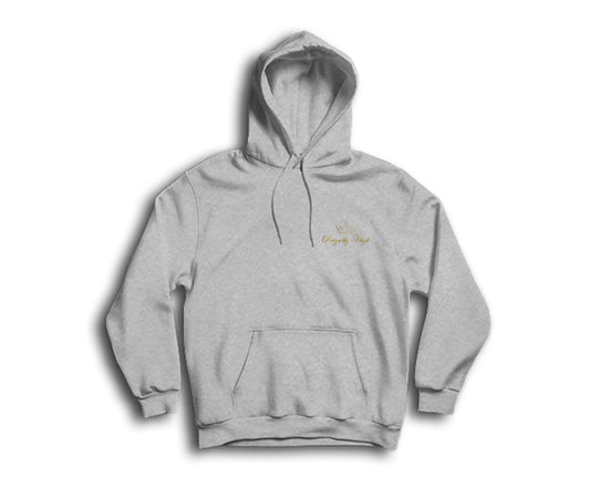 casual royally high heather grey hoodie with gold logo