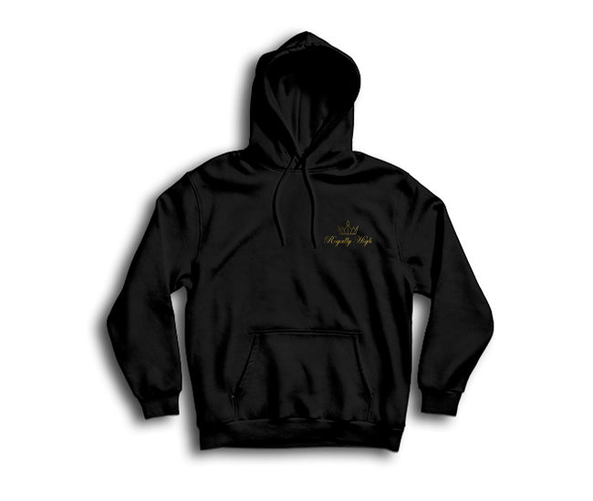casual royally high black hoodie with gold logo