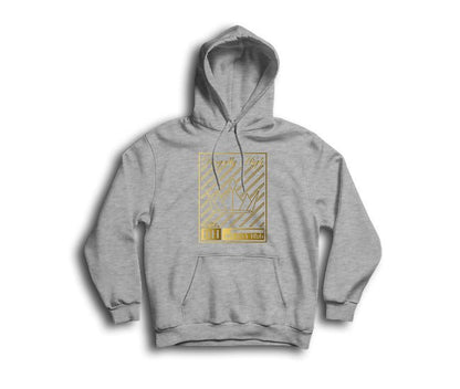 Heather Grey streetwear hoodie with gold crown design -Essential Gold Crown Hoodie - Best Hoodies | Royally High