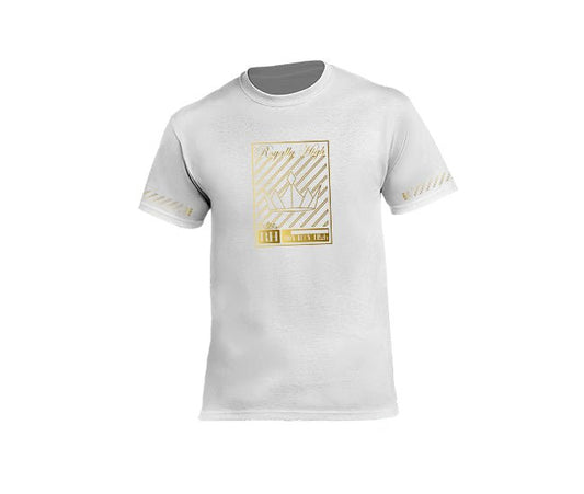 Royally High mens white streetwear t-shirt with gold crown