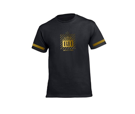 Black Streetwear t-shirt for men with gold crown