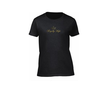 Black casualwear t shirt for ladies with gold logo