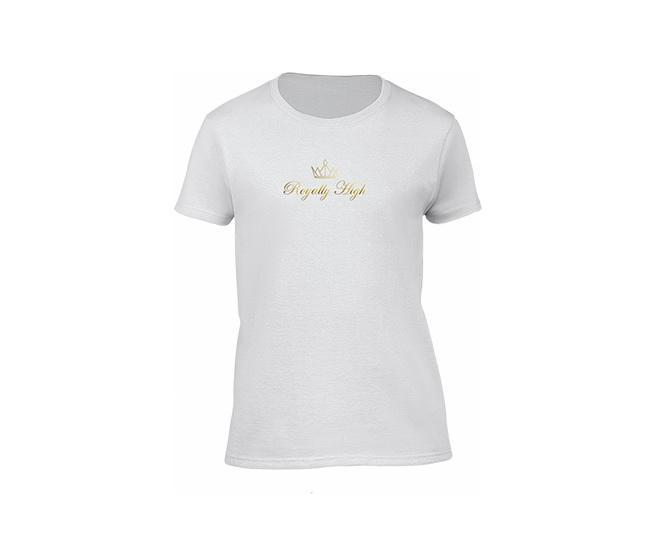 white casualwear t shirt for ladies with gold logo