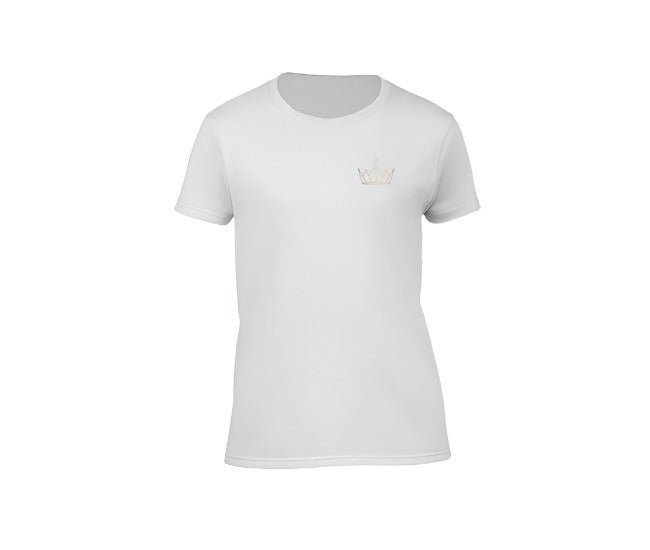 casual white t-shirt for ladies with gold crown
