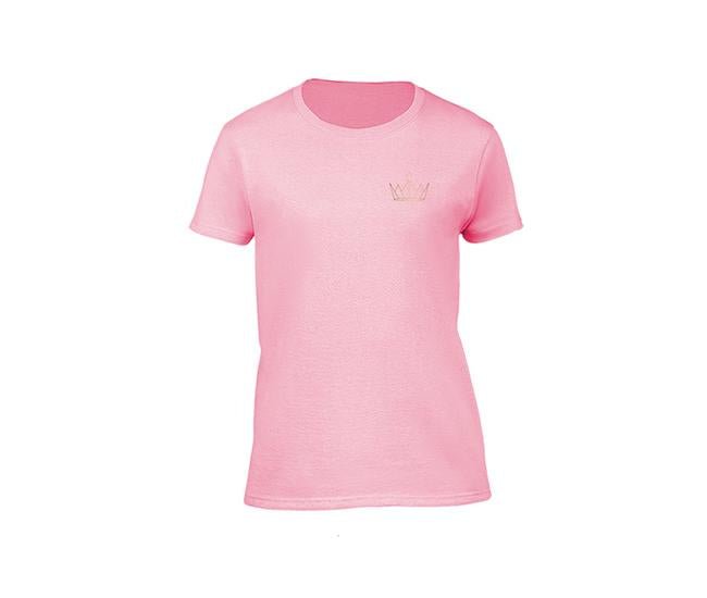 casual pink t-shirt for ladies with gold crown