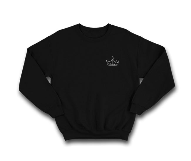 Royally High Men's Black Designer Sweatshirt: Effortlessly stylish with a printed or embroidered white crown design, perfect for adding a touch of sophistication to your look.