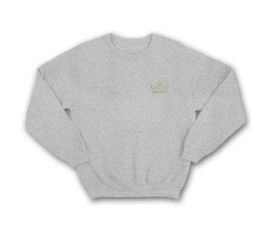 Royally High Men's Heather Grey Designer Sweatshirt with a embroidered or printed gold crown: A sleek and stylish addition to your wardrobe, featuring premium design and craftsmanship.