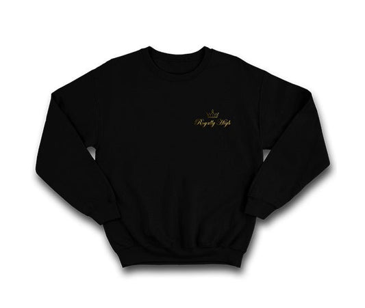  Royally High Men's Black Designer Sweatshirt: Elevate your style with this sleek black sweatshirt featuring a printed or embroidered gold logo design.