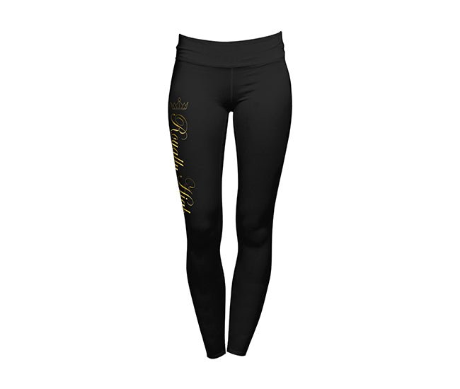 Royally High Black Leggings with Gold Design