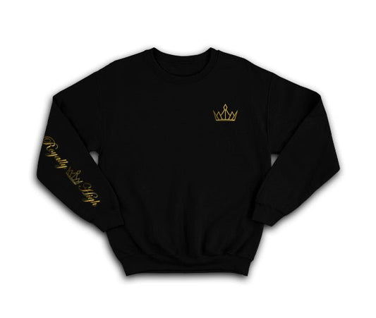 Black Sweatshirt with Gold Royally High Crown