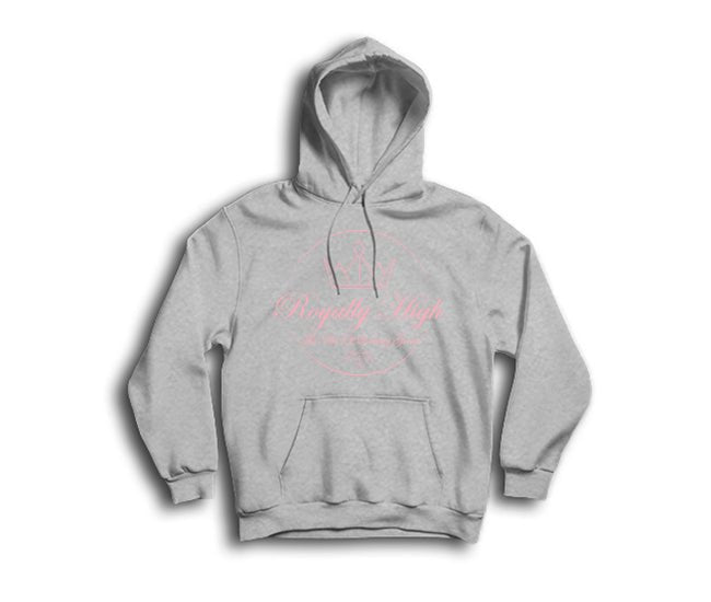 Ladies Heather Grey Hoodie with Pink Royally High Design